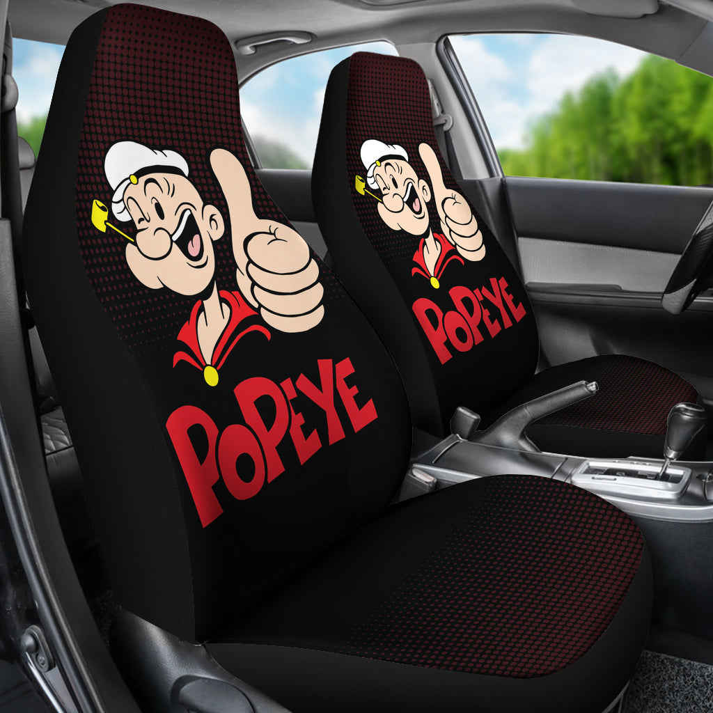 Popeye Car Seat Covers Halftone Black - Premium Custom-Made Car Accessories