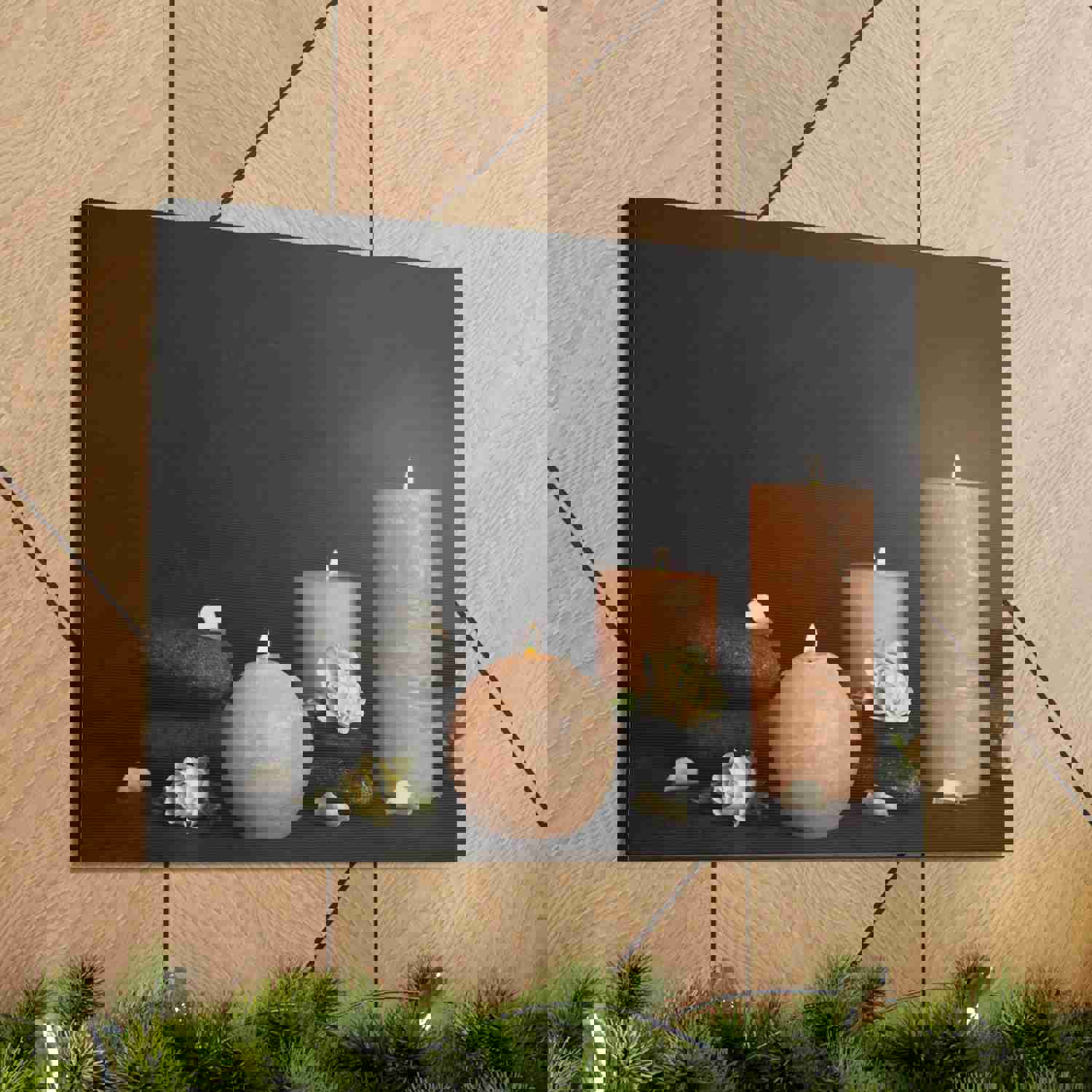 Spa Burning Candles Forest Floral Nature Photography Canvas Wall Art for Home Decor