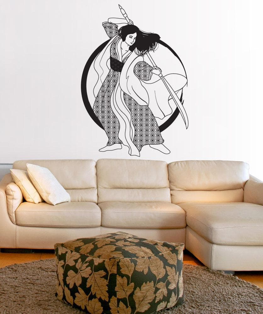 Vinyl Wall Decal Sticker Samurai Girl - Removable & Easy to Apply