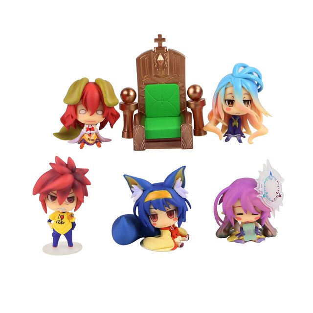 6pcs/set Anime NO GAME NO LIFE Jibril Sora Shiro Kramy Zell Steph PVC Action Figure Collection Model Toy Doll Gift