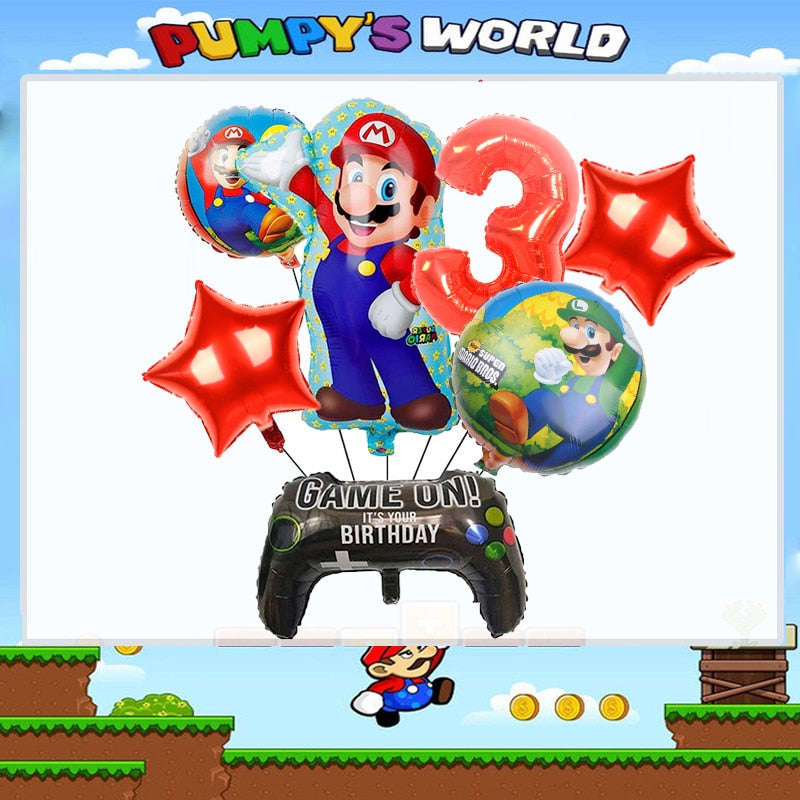 Super Mario Bros Party Decorations Set - Stickers, Flags, Bags, Cake Toppers & More