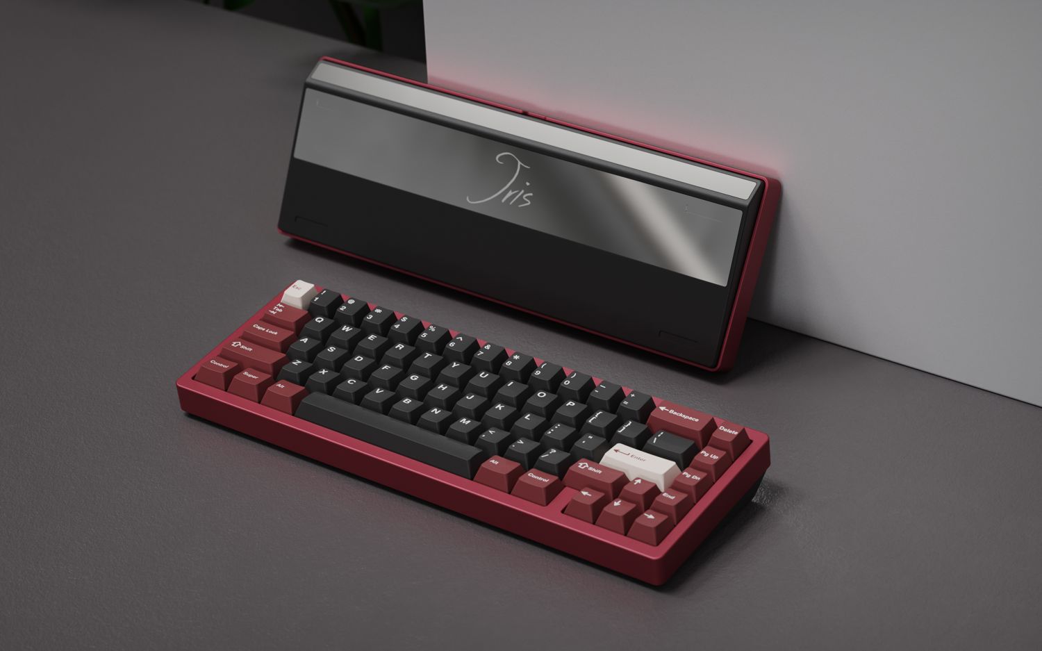 Jris65 PCB Gasket Mount Keyboard Kit - Maroon & Black