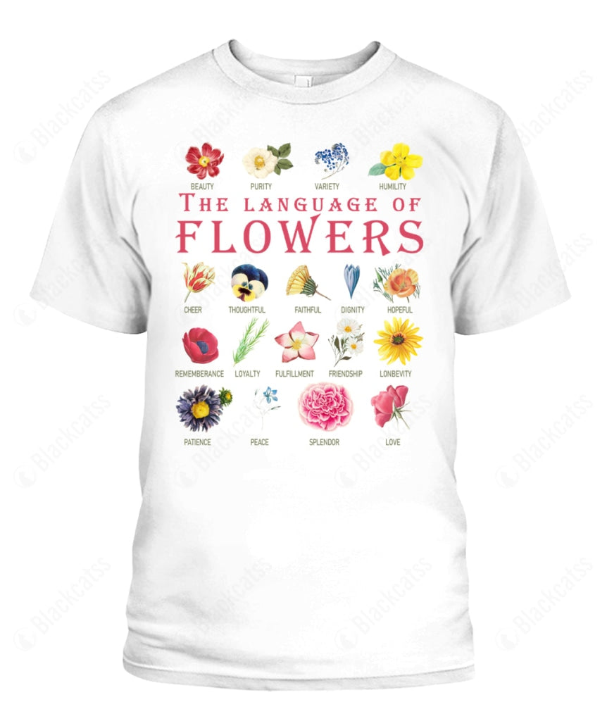 Language of Flowers Botanical Floral Name Chart Custom Graphic Apparel