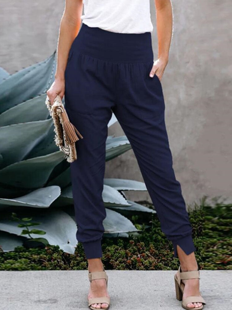 Anokhinaliza Women's Elegant Solid Slim Long Pants Casual Streetwear