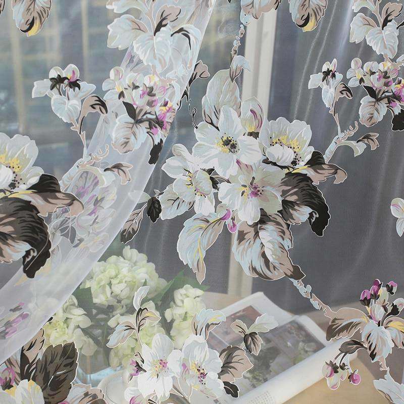 Elegant Ready-Made Custom Floral Voile Curtains for Home Decor