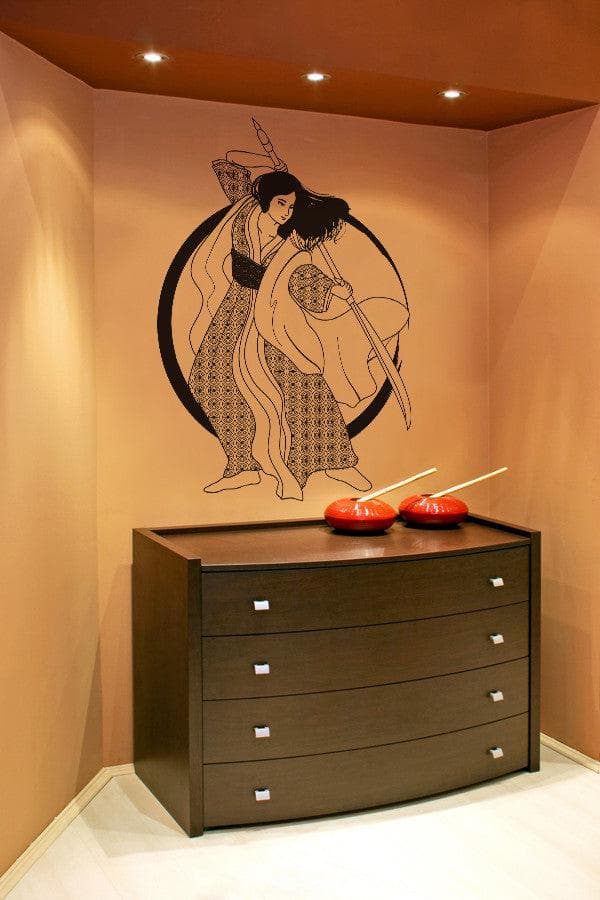 Vinyl Wall Decal Sticker Samurai Girl - Removable & Easy to Apply