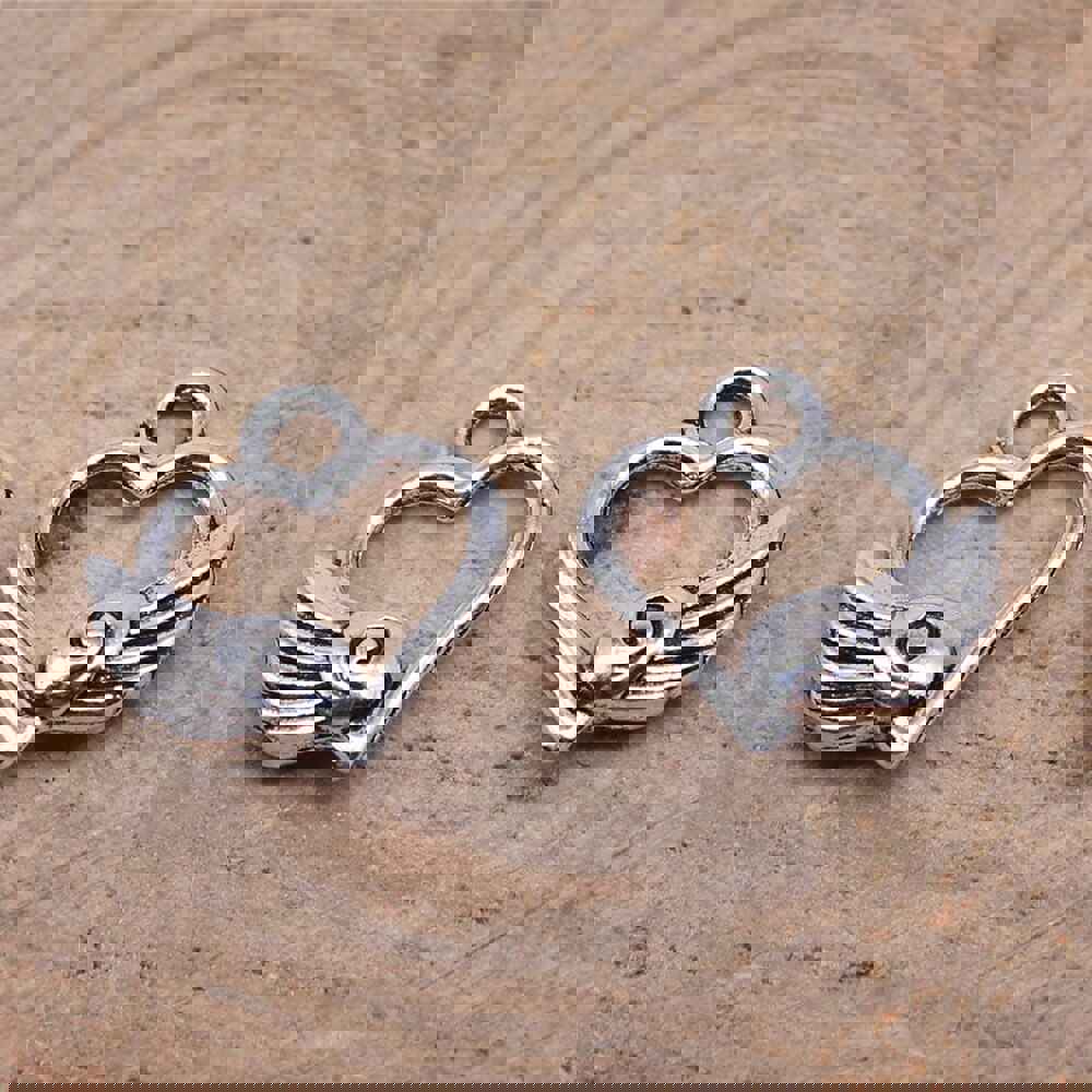 WYSIWYG 40pcs 14x12mm Charms Angel Winged Flying Heart Tibetan Silver Color Pendants for DIY Jewelry Making