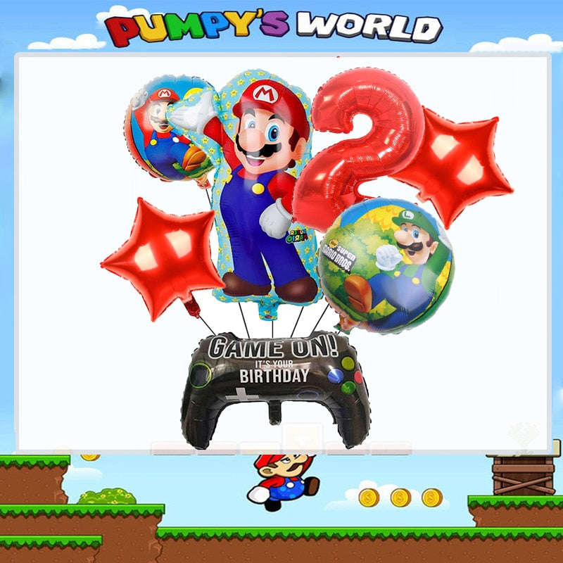 Super Mario Bros Party Decorations Set - Stickers, Flags, Bags, Cake Toppers & More