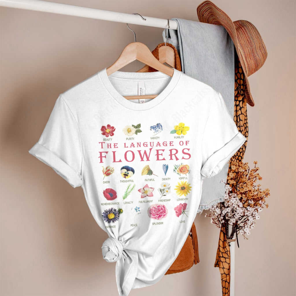 Language of Flowers Botanical Floral Name Chart Custom Graphic Apparel