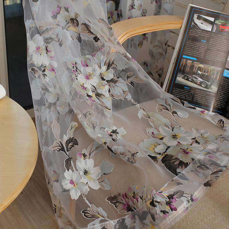 Elegant Ready-Made Custom Floral Voile Curtains for Home Decor
