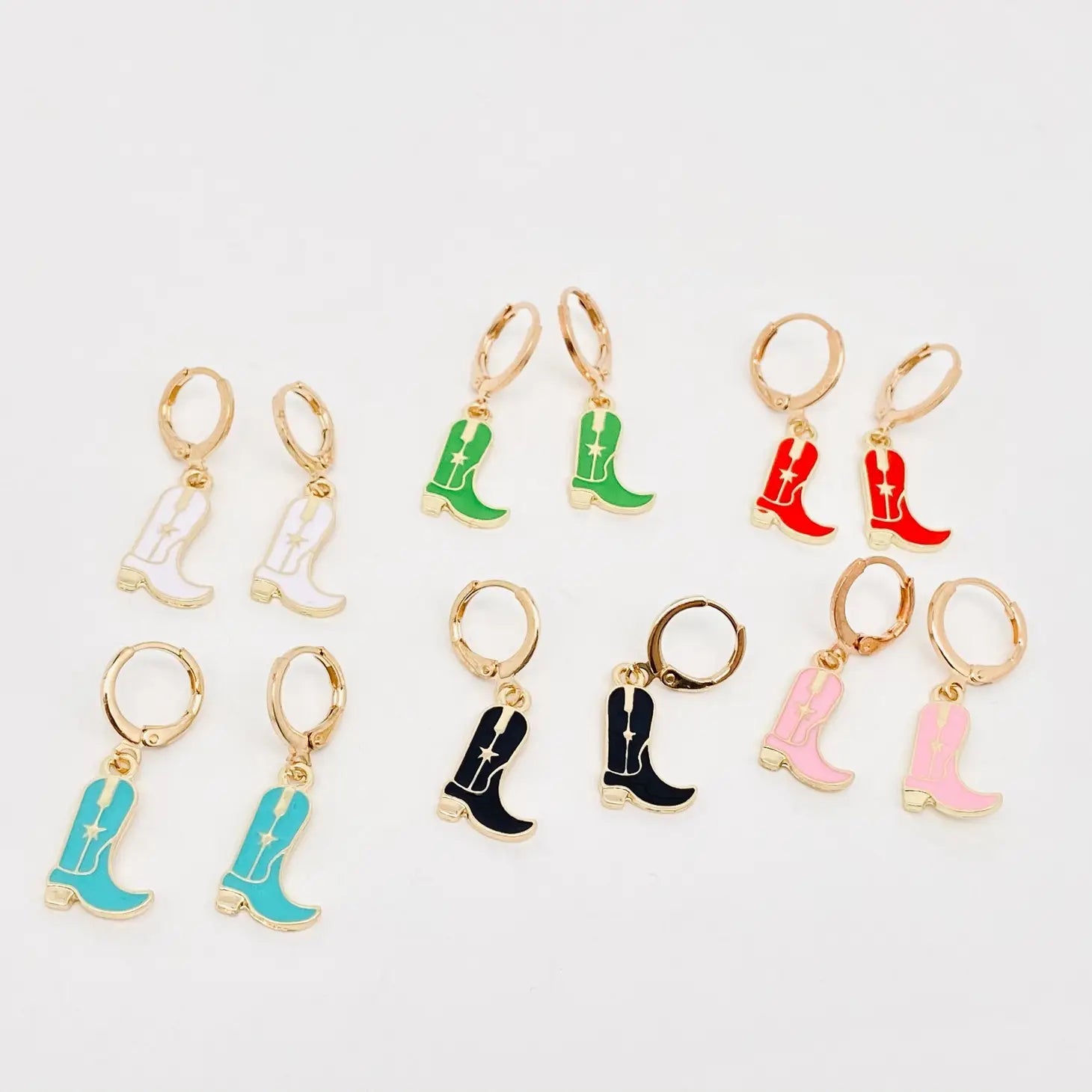 Cowboy Boot Earrings - Alloy and Enamel Design