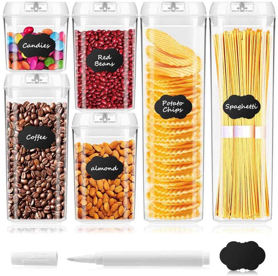 BAYKA 6-Piece Airtight Food Storage Containers Set with Chalkboard Labels
