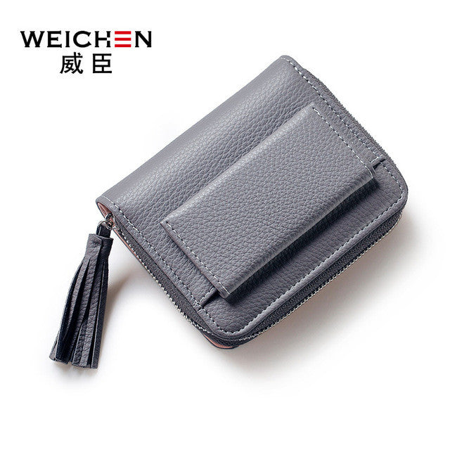 Fashion Women's PU Leather Short Wallet with Tassel Pendant