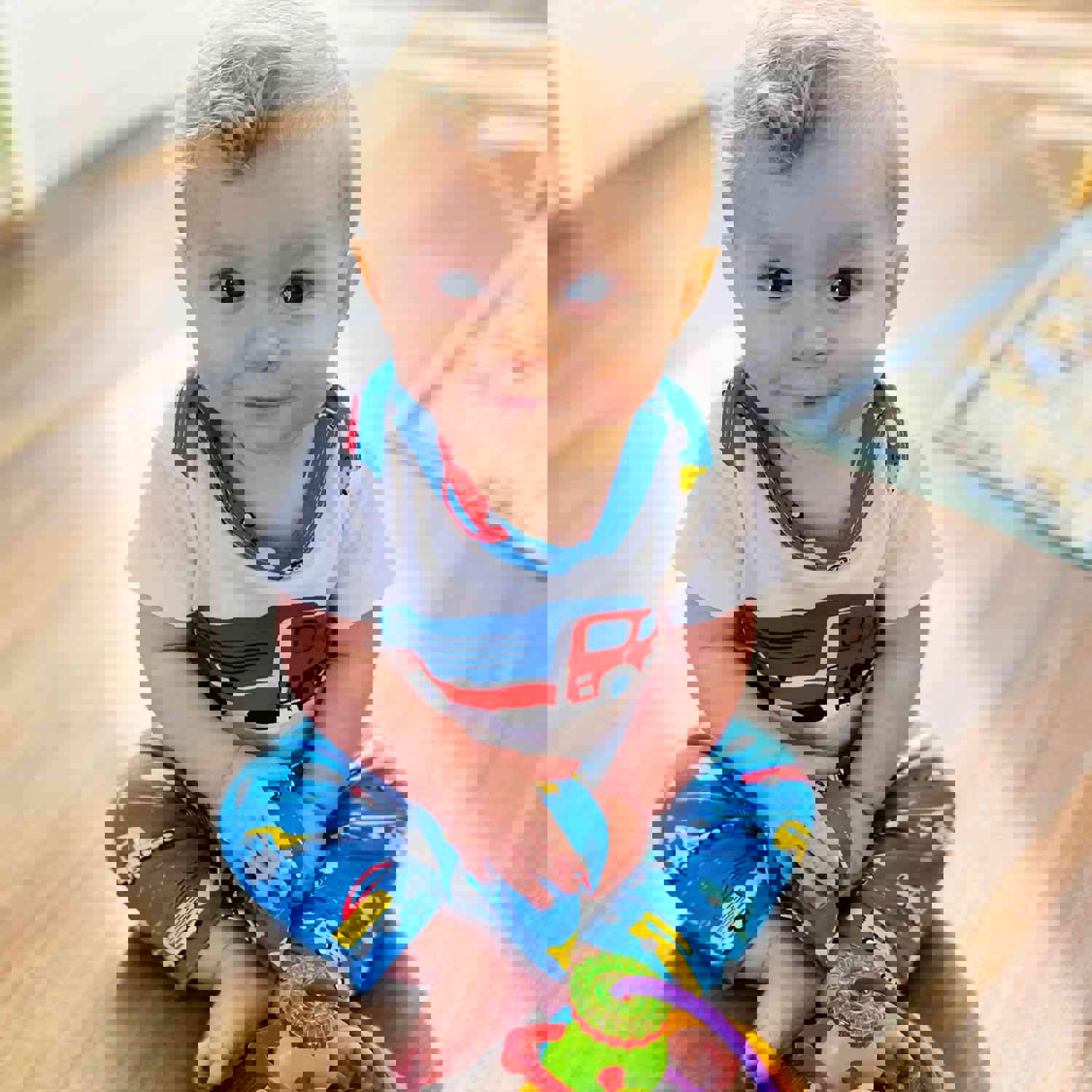 AnnLoren Baby Boys Layette Cars Trucks Onesie Pants Cap 3pc Gift Set