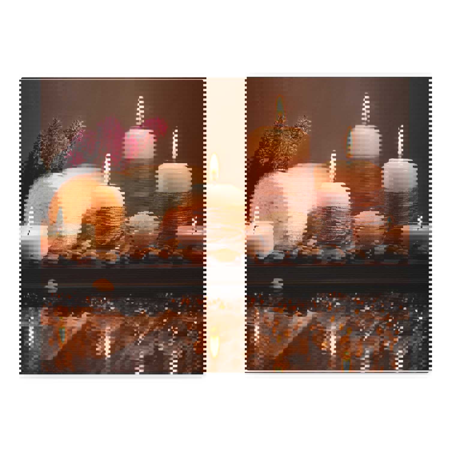 Pebbles and Aromatic Candles Forest Floral Nature Photography Canvas Wall Art