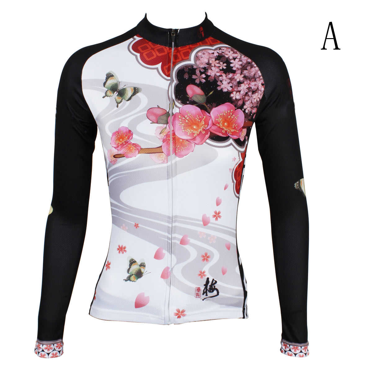 Ilpaladino Peach Blossom Butterfly Women's Cycling Jersey - Long-Sleeve Summer & Spring Sportswear