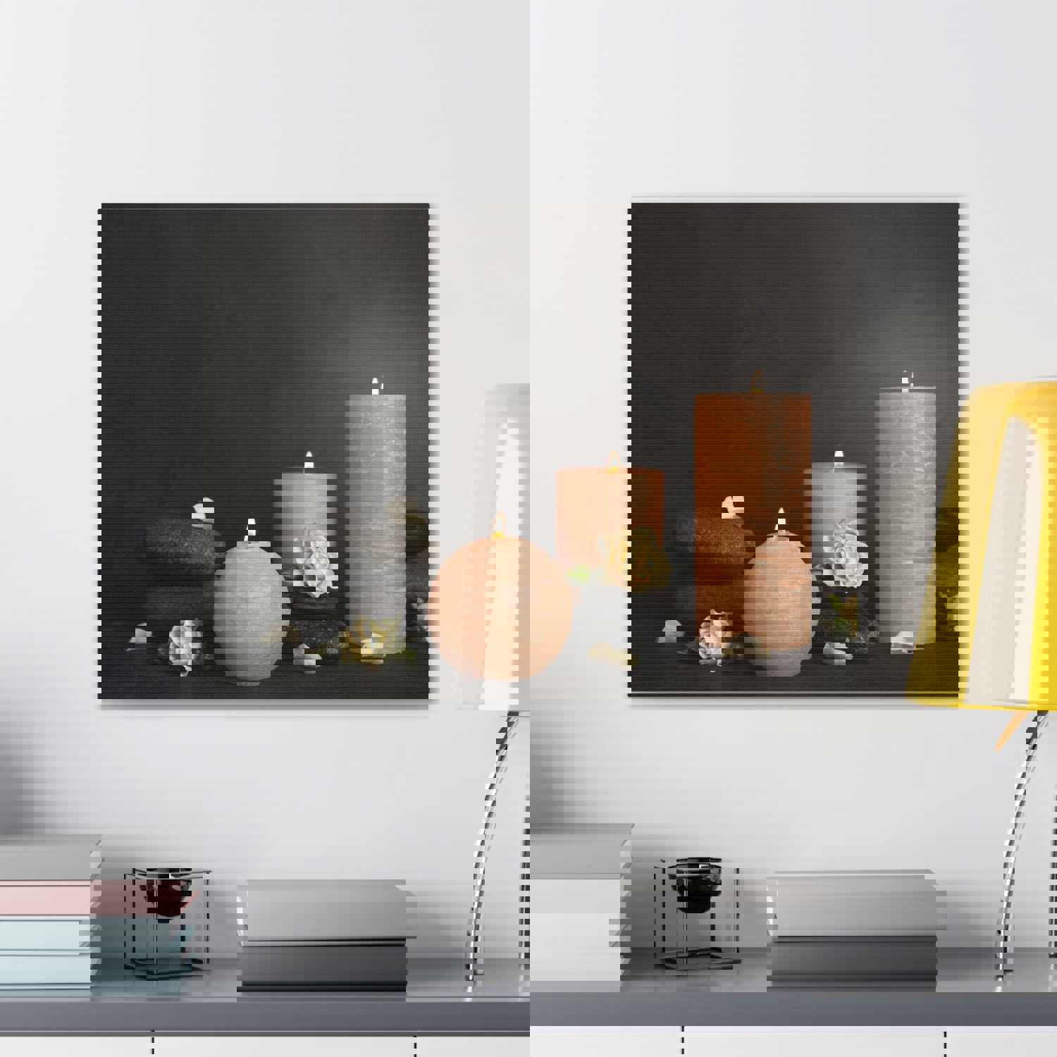 Spa Burning Candles Forest Floral Nature Photography Canvas Wall Art for Home Decor