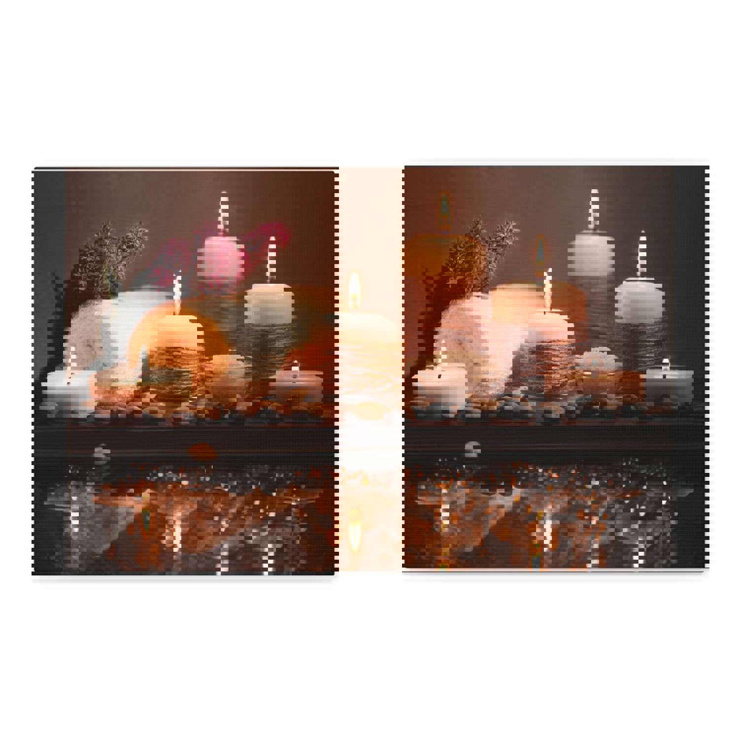 Pebbles and Aromatic Candles Forest Floral Nature Photography Canvas Wall Art