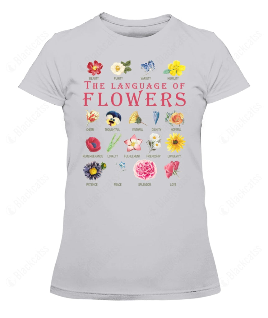 Language of Flowers Botanical Floral Name Chart Custom Graphic Apparel