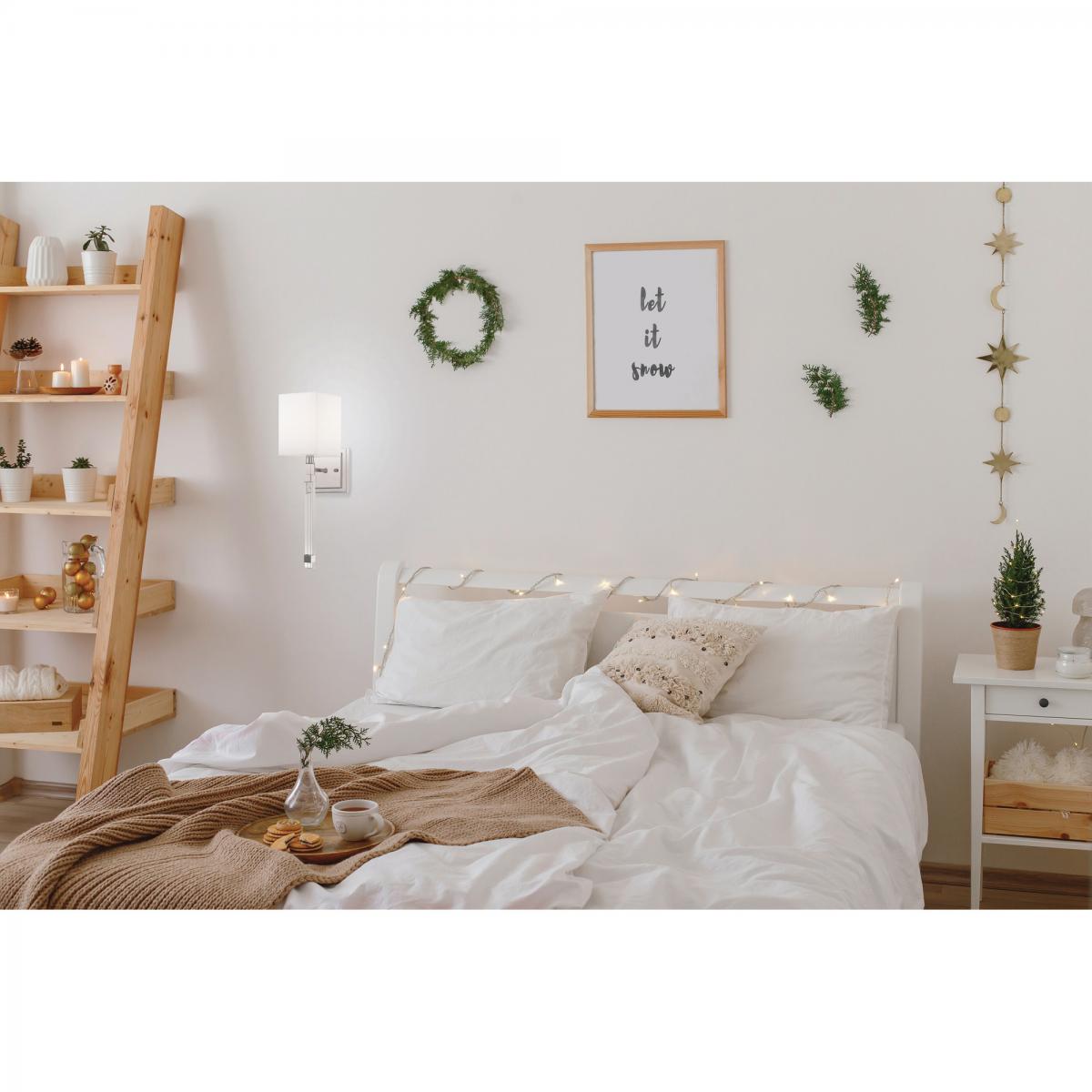 Thompson 1 Light Wall Sconce with White Linen Shade - Polished Nickel Finish