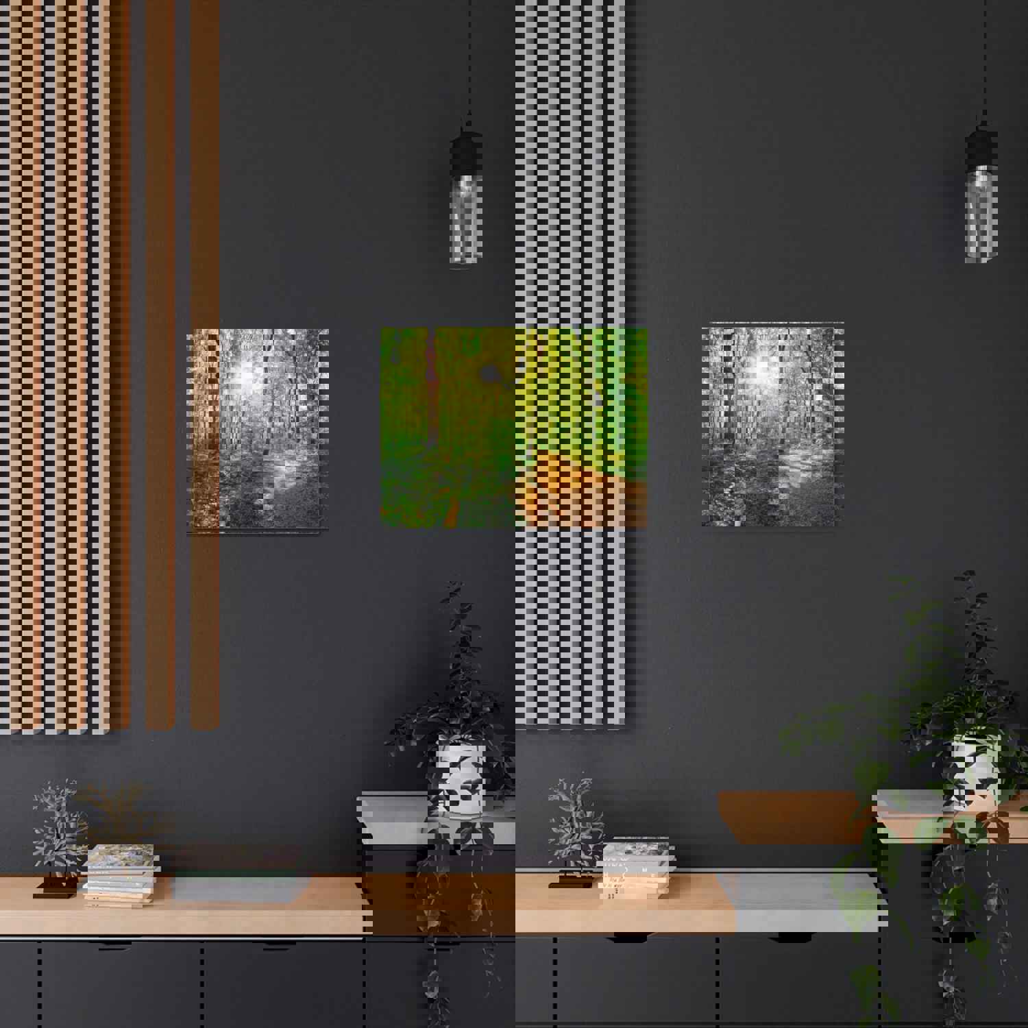 Green Forest Sunlight Nature Wilderness Photography Canvas Wall Art for Home Decor