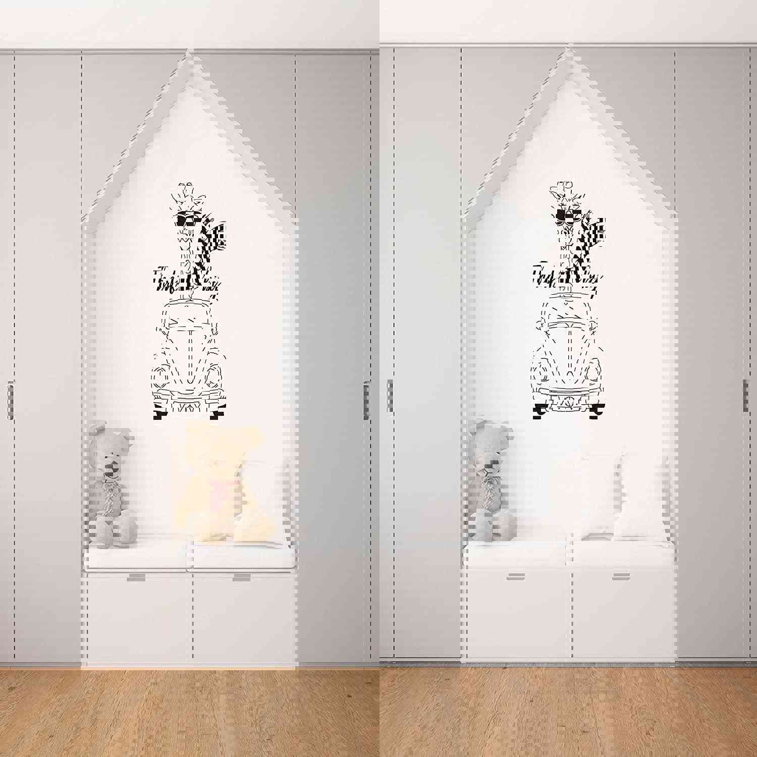 Animal Life Quote Vinyl Wall Sticker Decal - Think Big Giraffe Motivation Quote