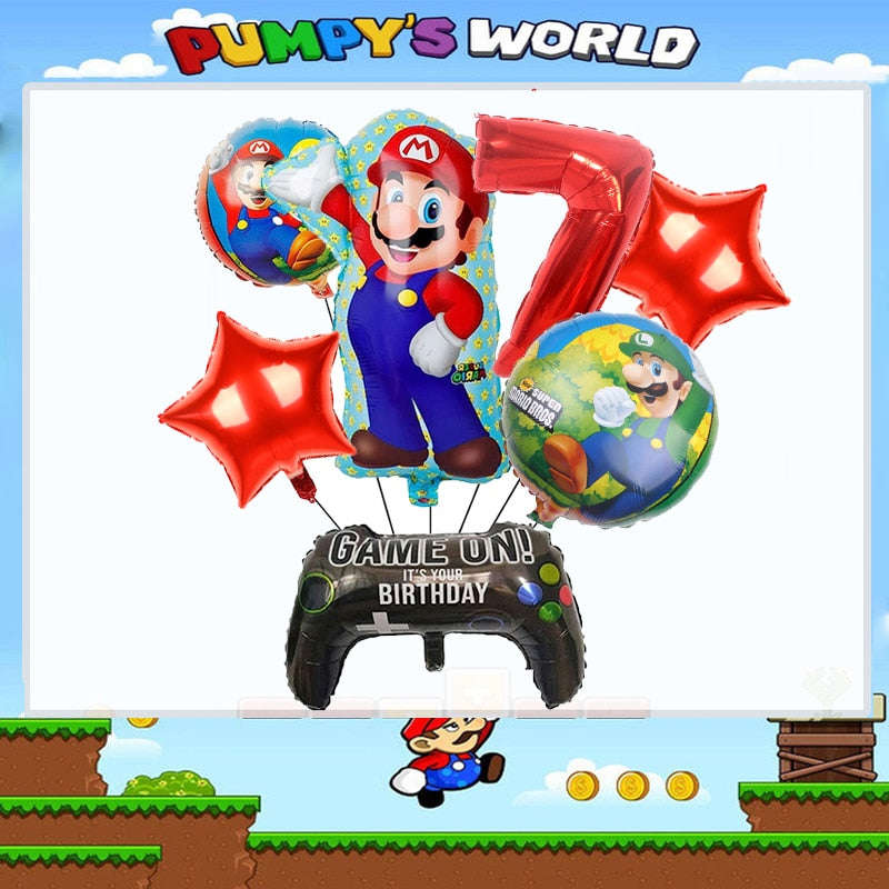 Super Mario Bros Party Decorations Set - Stickers, Flags, Bags, Cake Toppers & More