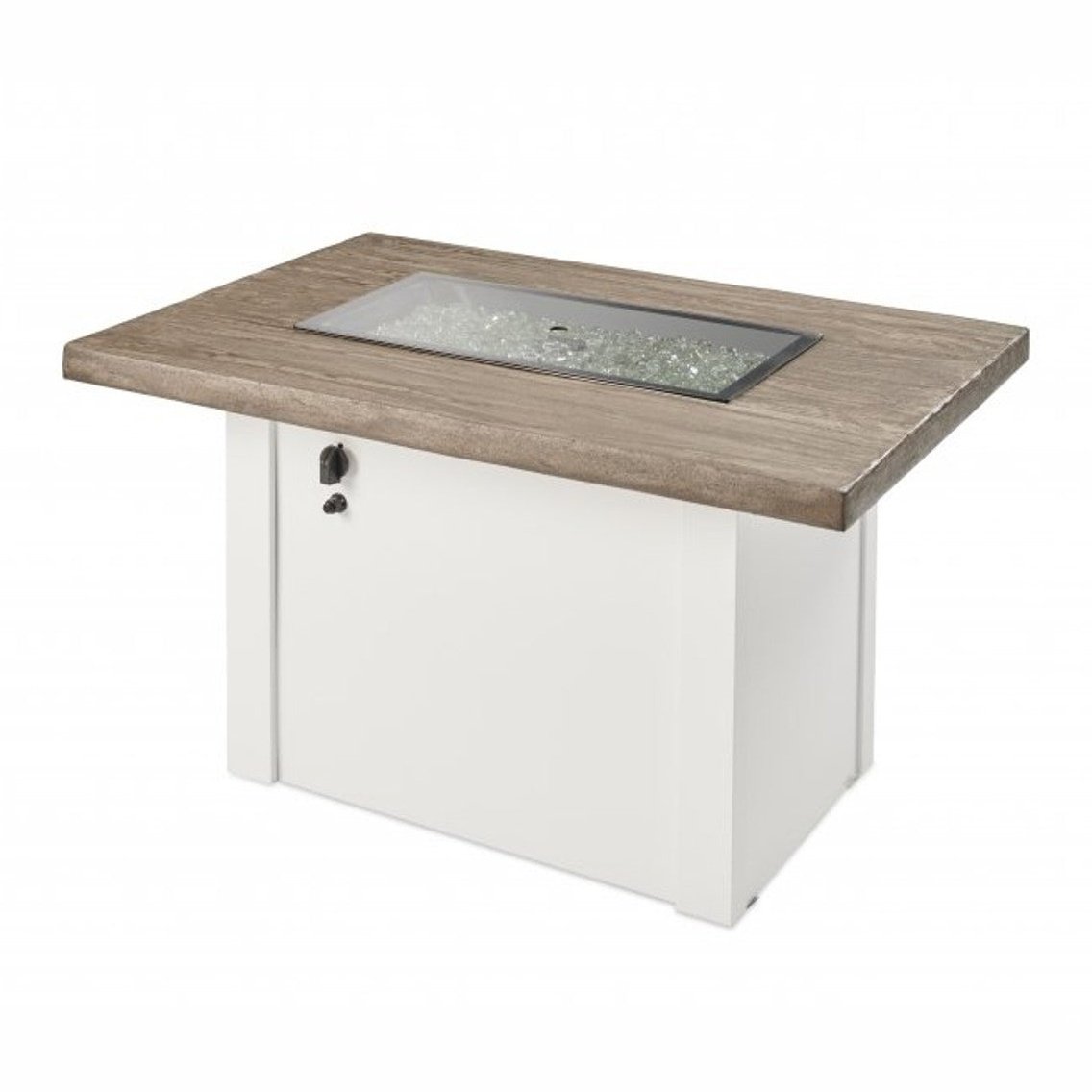 Outdoor Greatroom Company Driftwood Havenwood Rectangular Gas Fire Pit Table with White Base