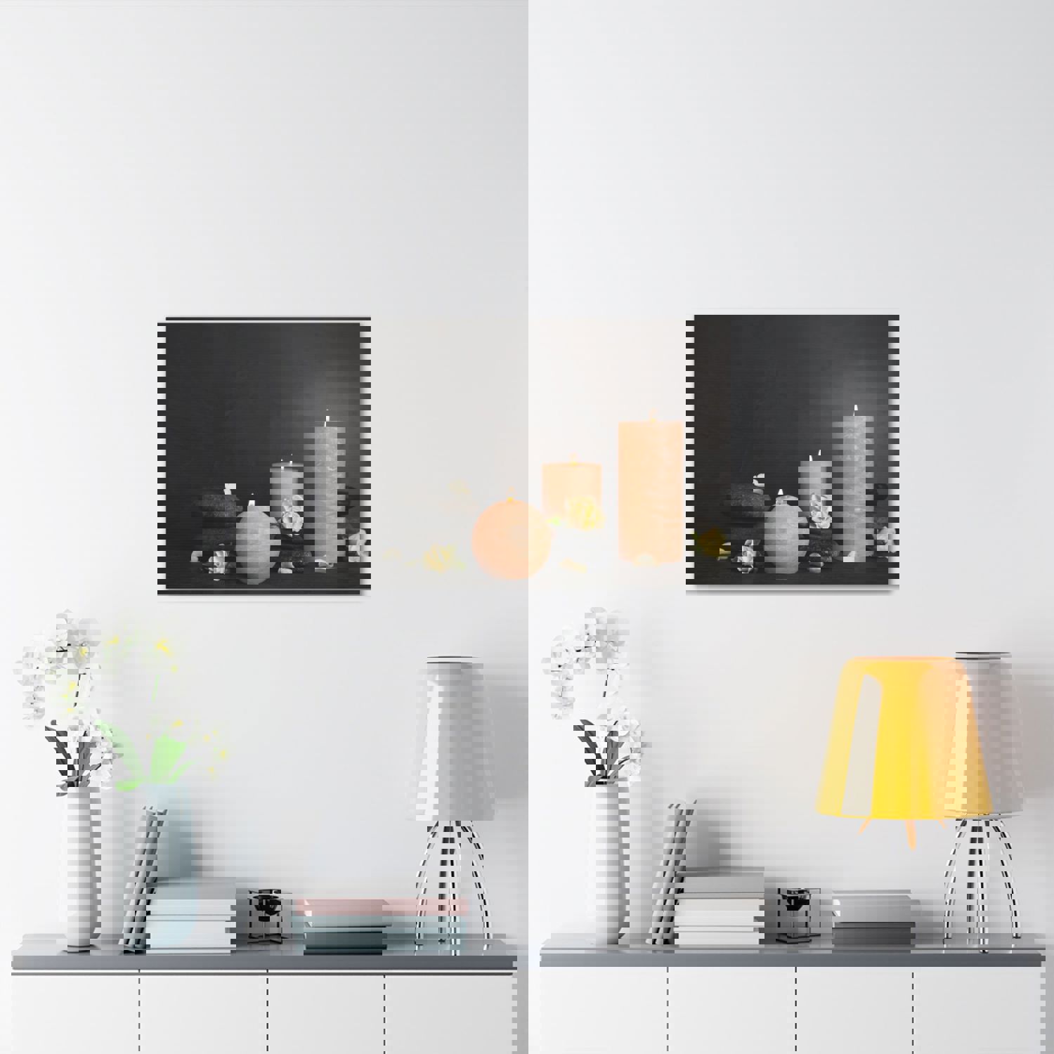 Spa Burning Candles Forest Floral Nature Photography Canvas Wall Art for Home Decor