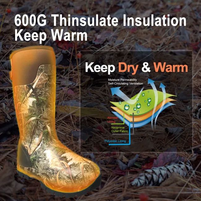Insulated Rubber Hunting Boots (Timber 600g) For Men And Women