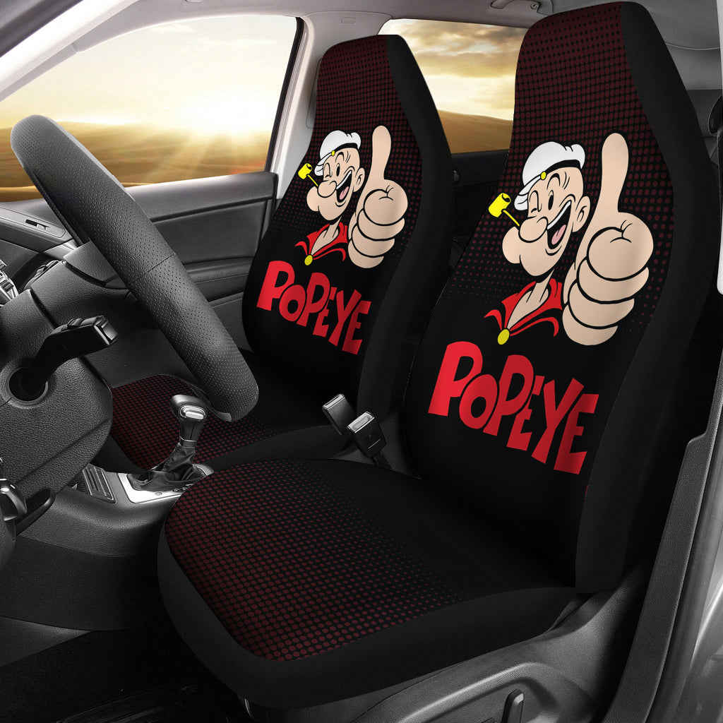 Popeye Car Seat Covers Halftone Black - Premium Custom-Made Car Accessories