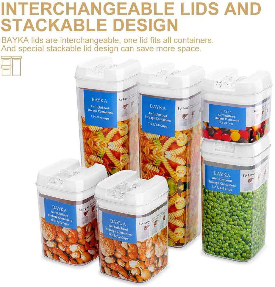 BAYKA 6-Piece Airtight Food Storage Containers Set with Chalkboard Labels