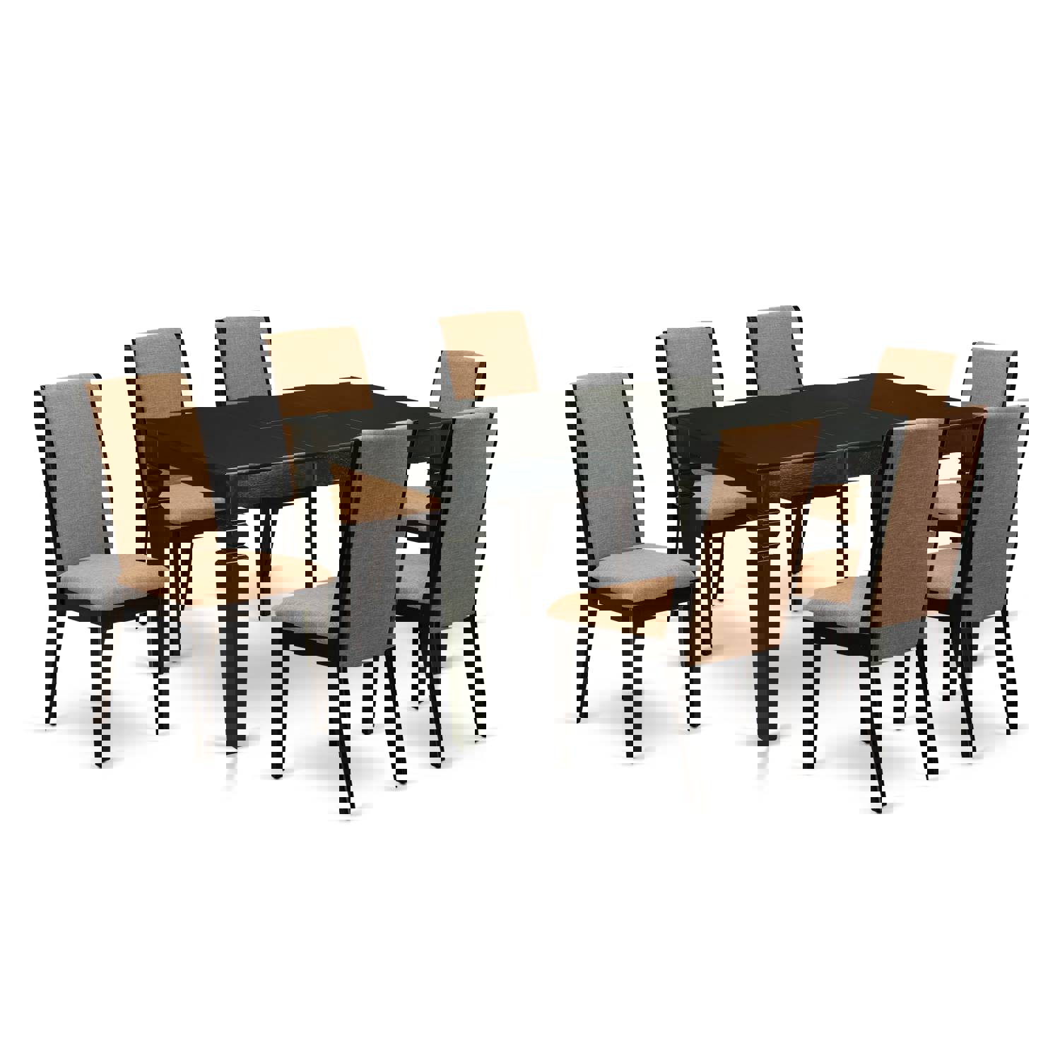 East West Furniture 7-Piece Dining Set with Rectangle Table and 6 Upholstered Chairs