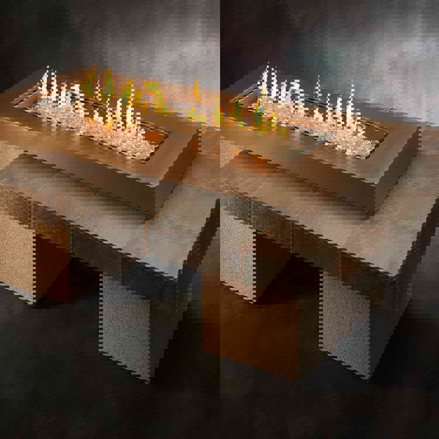 Uptown Brown Linear Gas Fire Pit Table