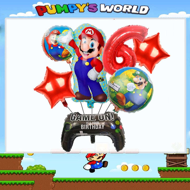 Super Mario Bros Party Decorations Set - Stickers, Flags, Bags, Cake Toppers & More