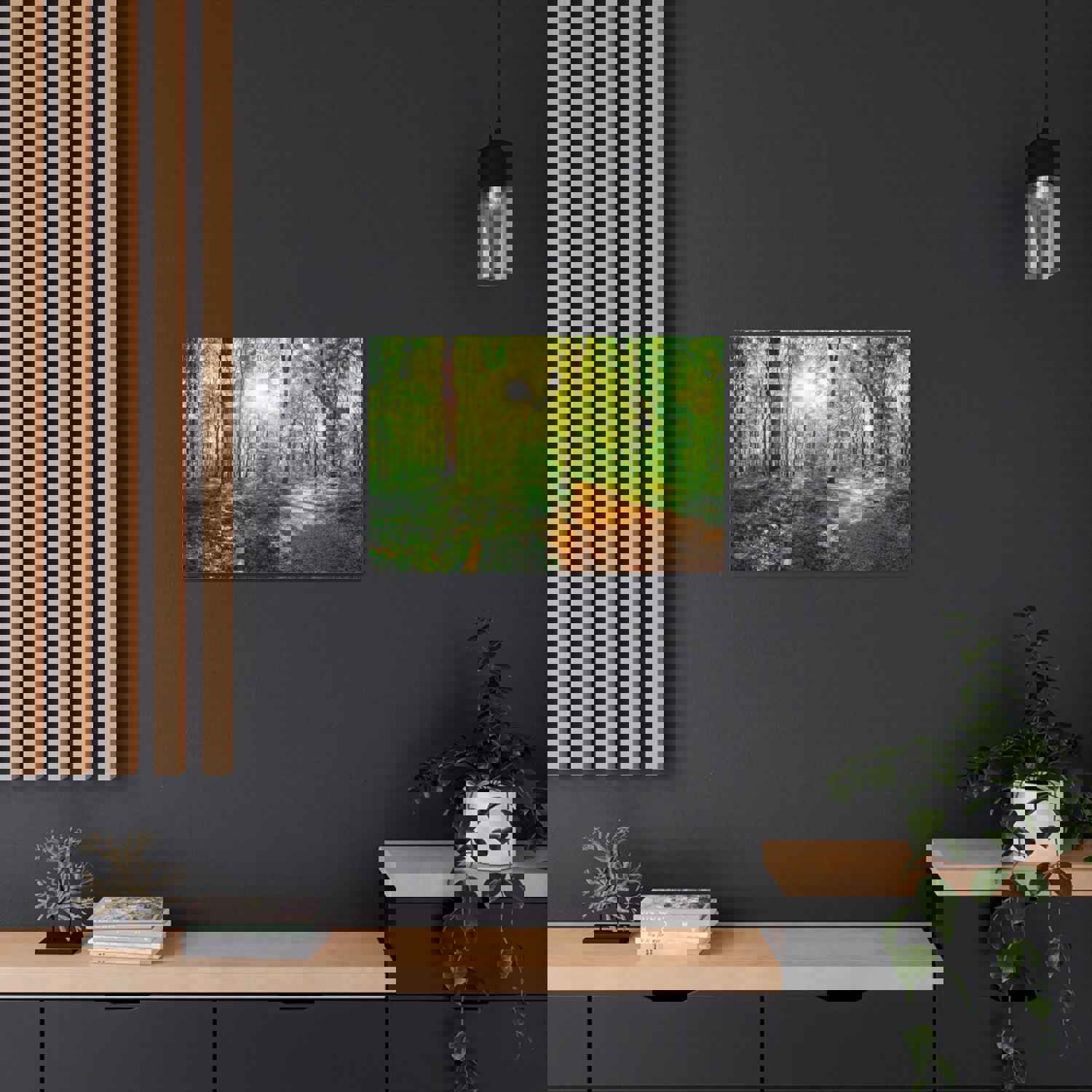 Green Forest Sunlight Nature Wilderness Photography Canvas Wall Art for Home Decor