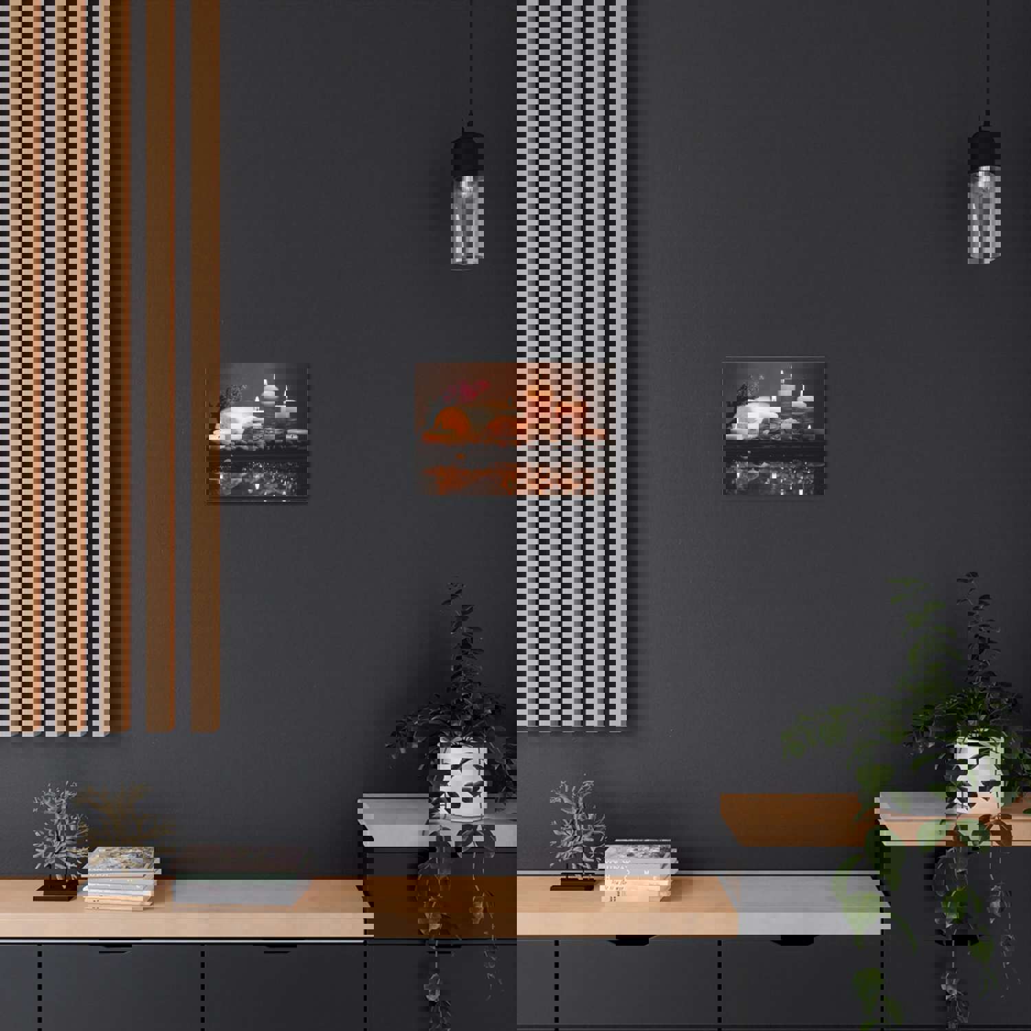 Pebbles and Aromatic Candles Forest Floral Nature Photography Canvas Wall Art