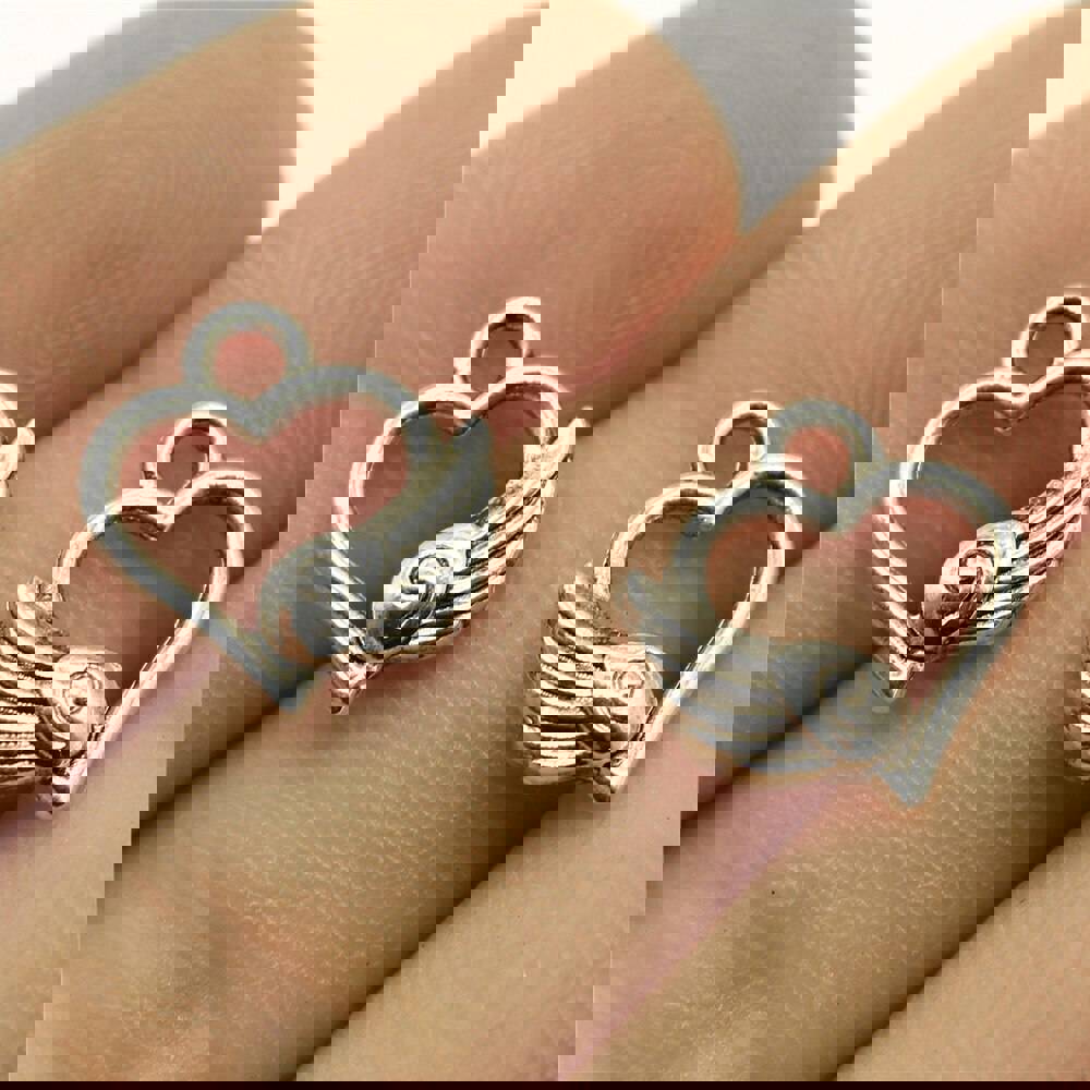 WYSIWYG 40pcs 14x12mm Charms Angel Winged Flying Heart Tibetan Silver Color Pendants for DIY Jewelry Making