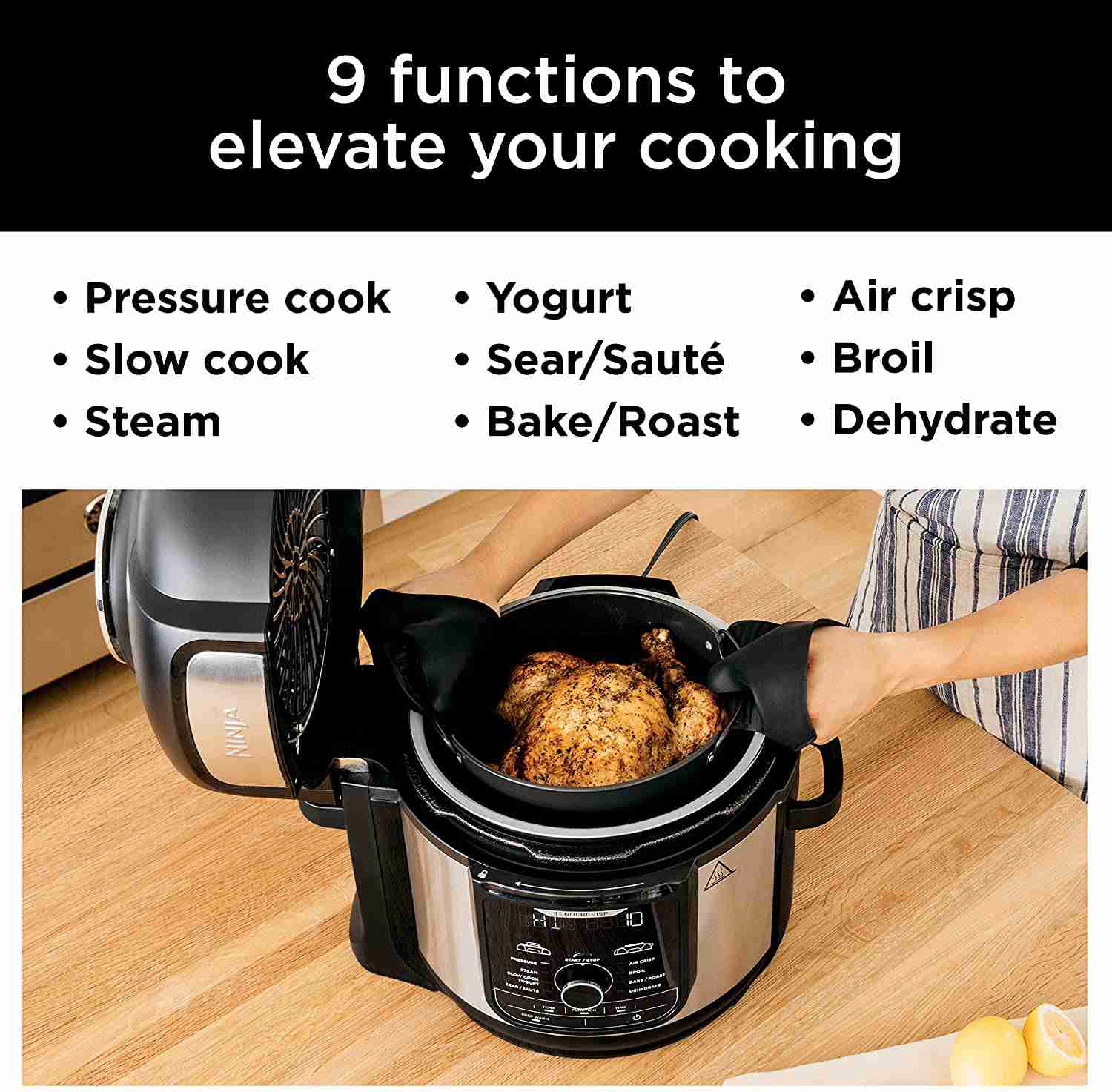 Ninja FD401 Foodi 8-Quart 9-in-1 Deluxe XL Pressure Cooker with Air Fryer and Multi-Cooker Functions