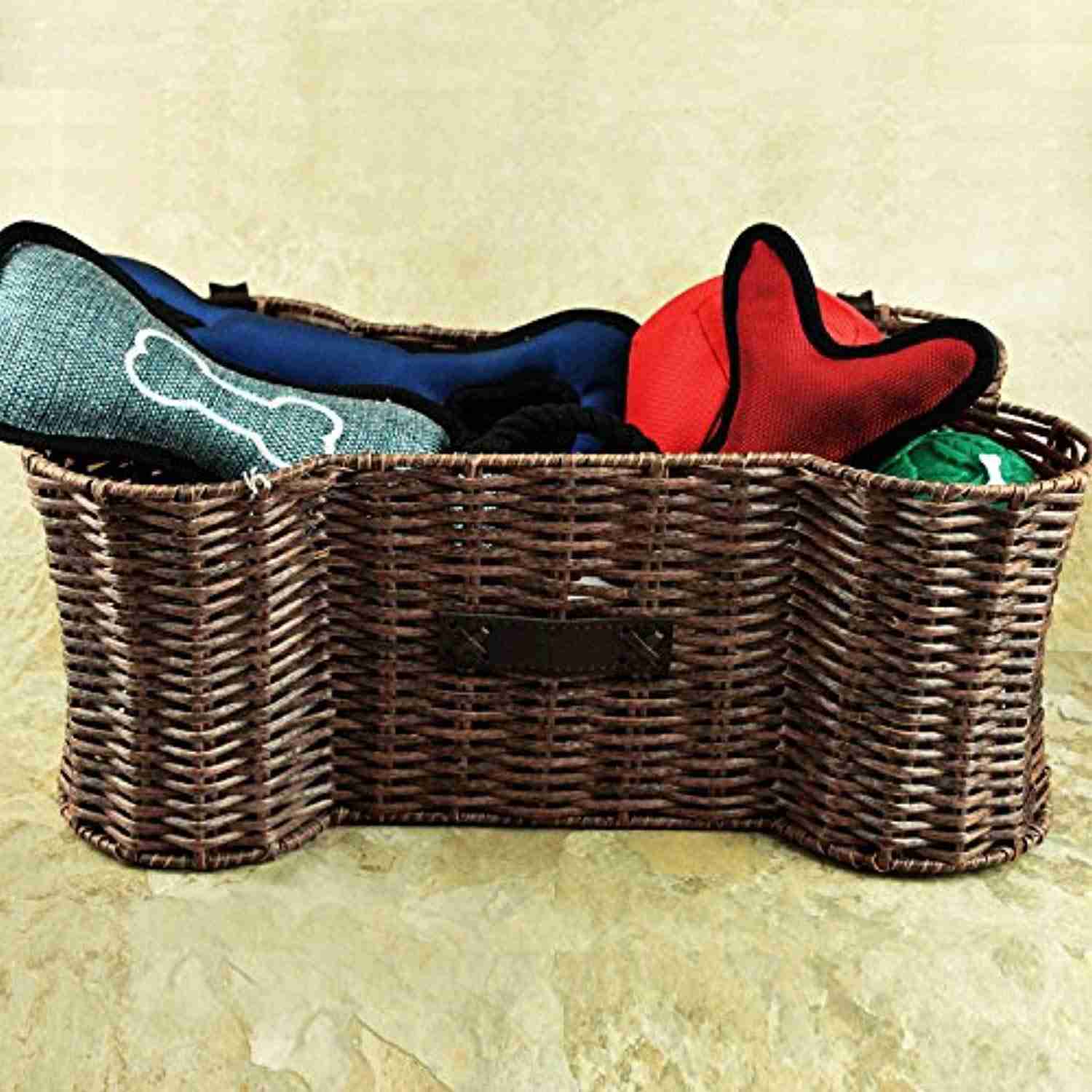 Bone Dry DII Bone Shape Pet Organizer Storage Basket for Home Décor