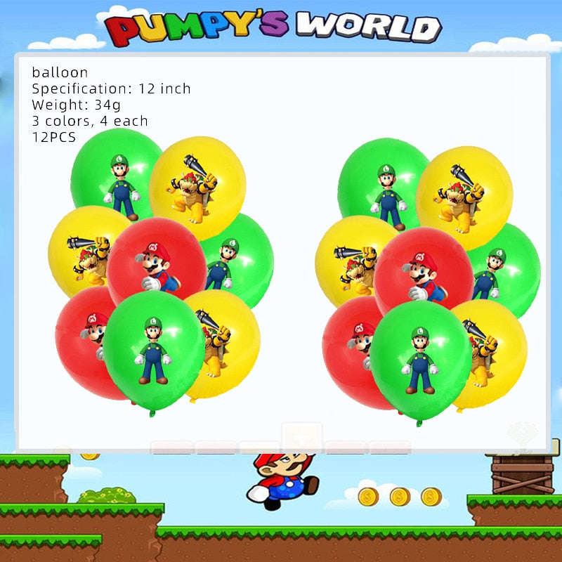 Super Mario Bros Party Decorations Set - Stickers, Flags, Bags, Cake Toppers & More