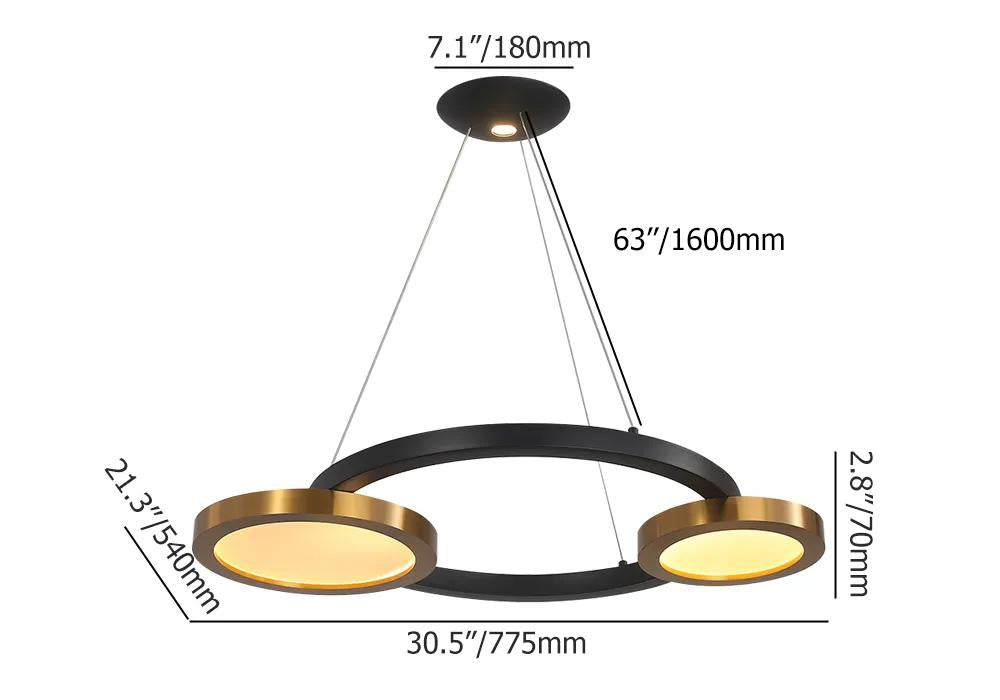 Modern Circle Chandelier LED Pendant Light in Black & Gold
