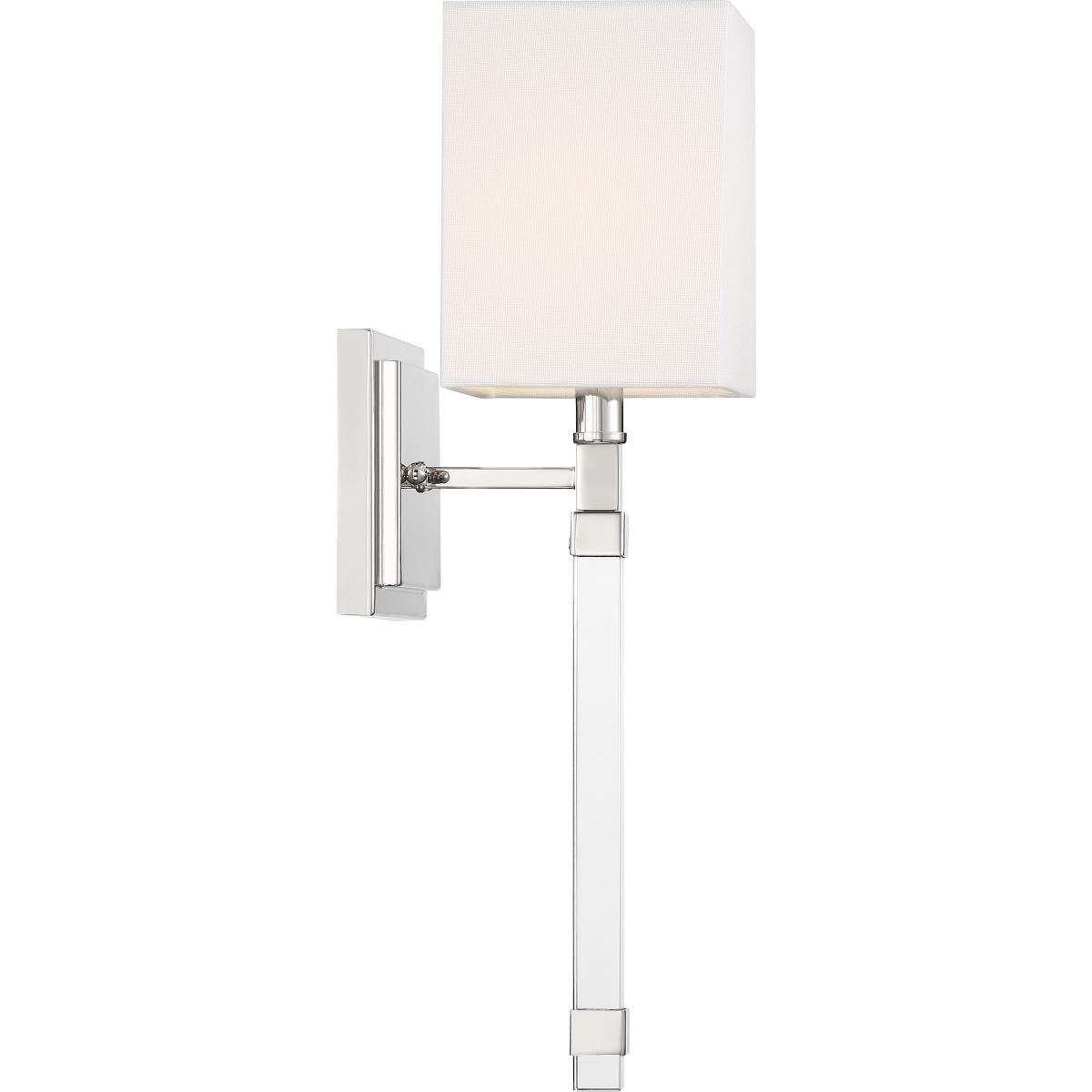 Thompson 1 Light Wall Sconce with White Linen Shade - Polished Nickel Finish