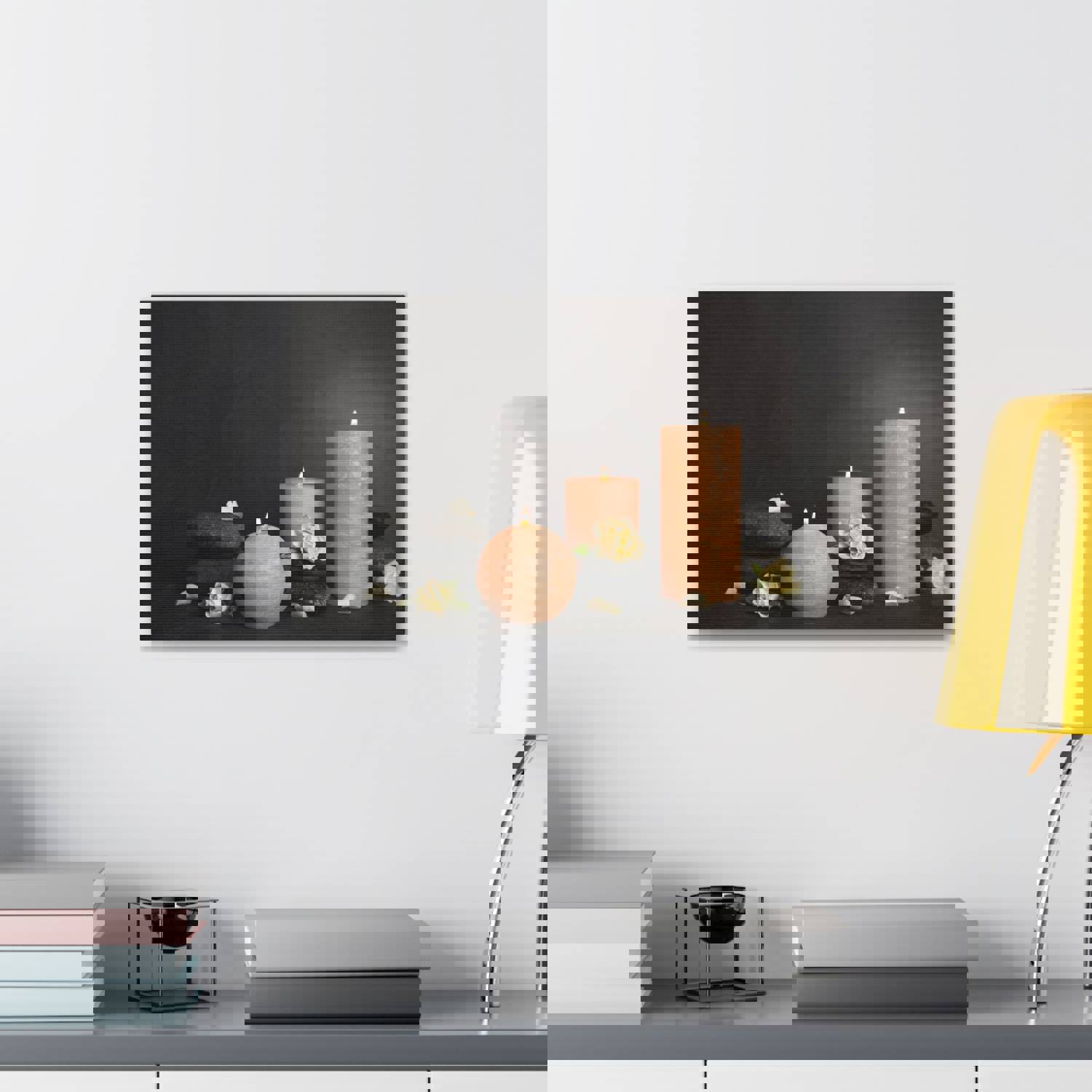 Spa Burning Candles Forest Floral Nature Photography Canvas Wall Art for Home Decor