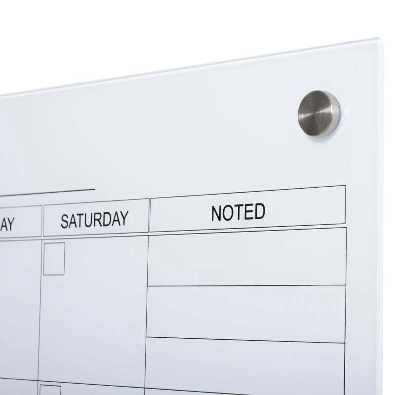 Vinsetto 35x23 Dry Erase Wall Calendar Glass Whiteboard Monthly Planner with 4 Markers and 1 Eraser