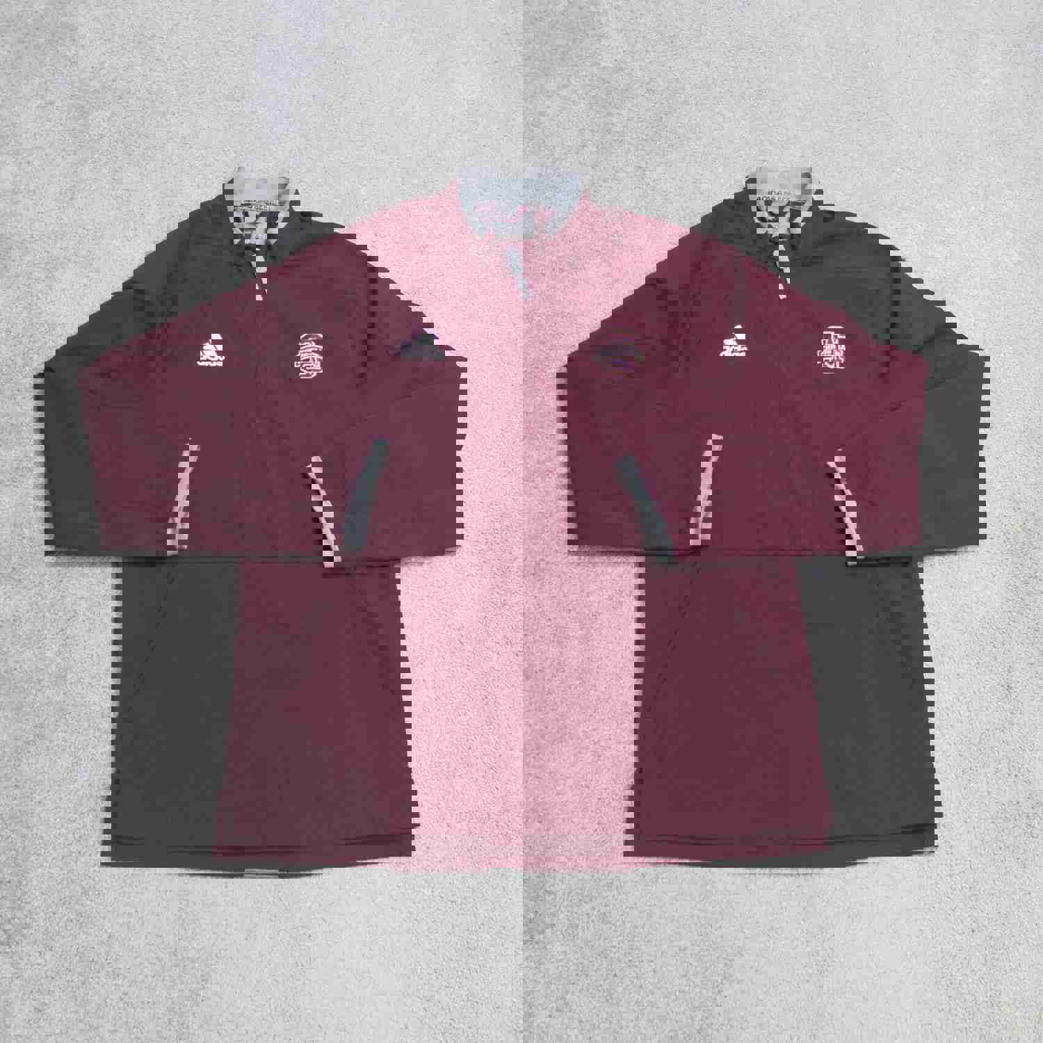 Adidas Men's Medium Red Long Sleeve Quarter Zip Sweatshirt for Outdoor Sports