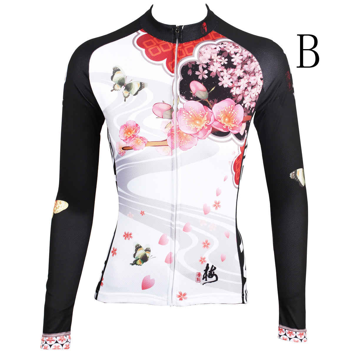 Ilpaladino Peach Blossom Butterfly Women's Cycling Jersey - Long-Sleeve Summer & Spring Sportswear