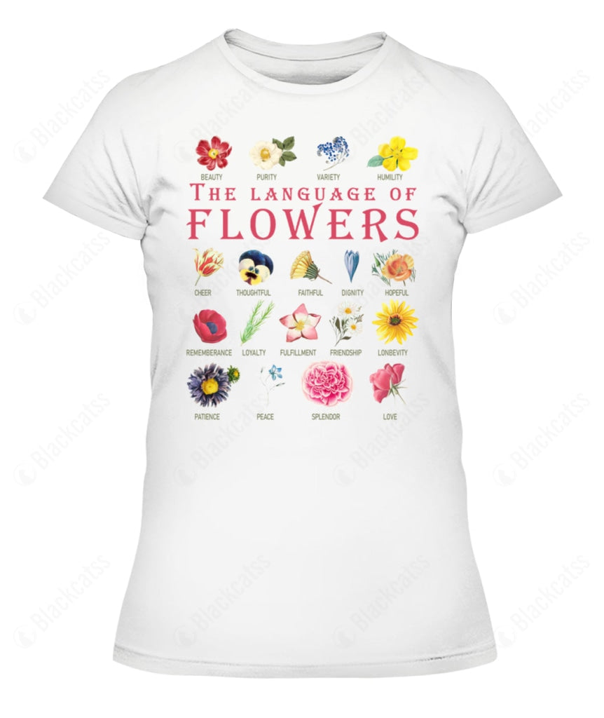 Language of Flowers Botanical Floral Name Chart Custom Graphic Apparel
