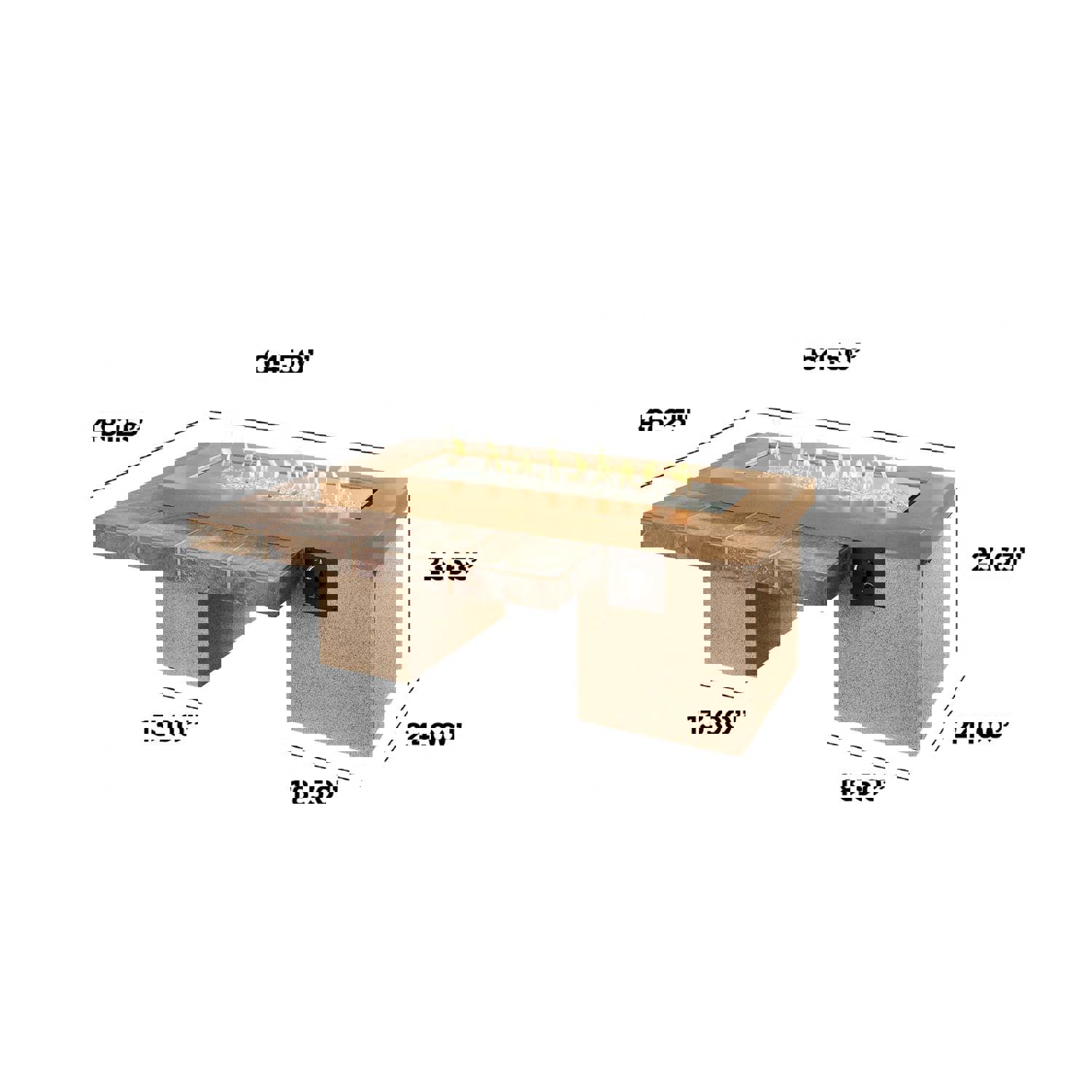 Uptown Brown Linear Gas Fire Pit Table