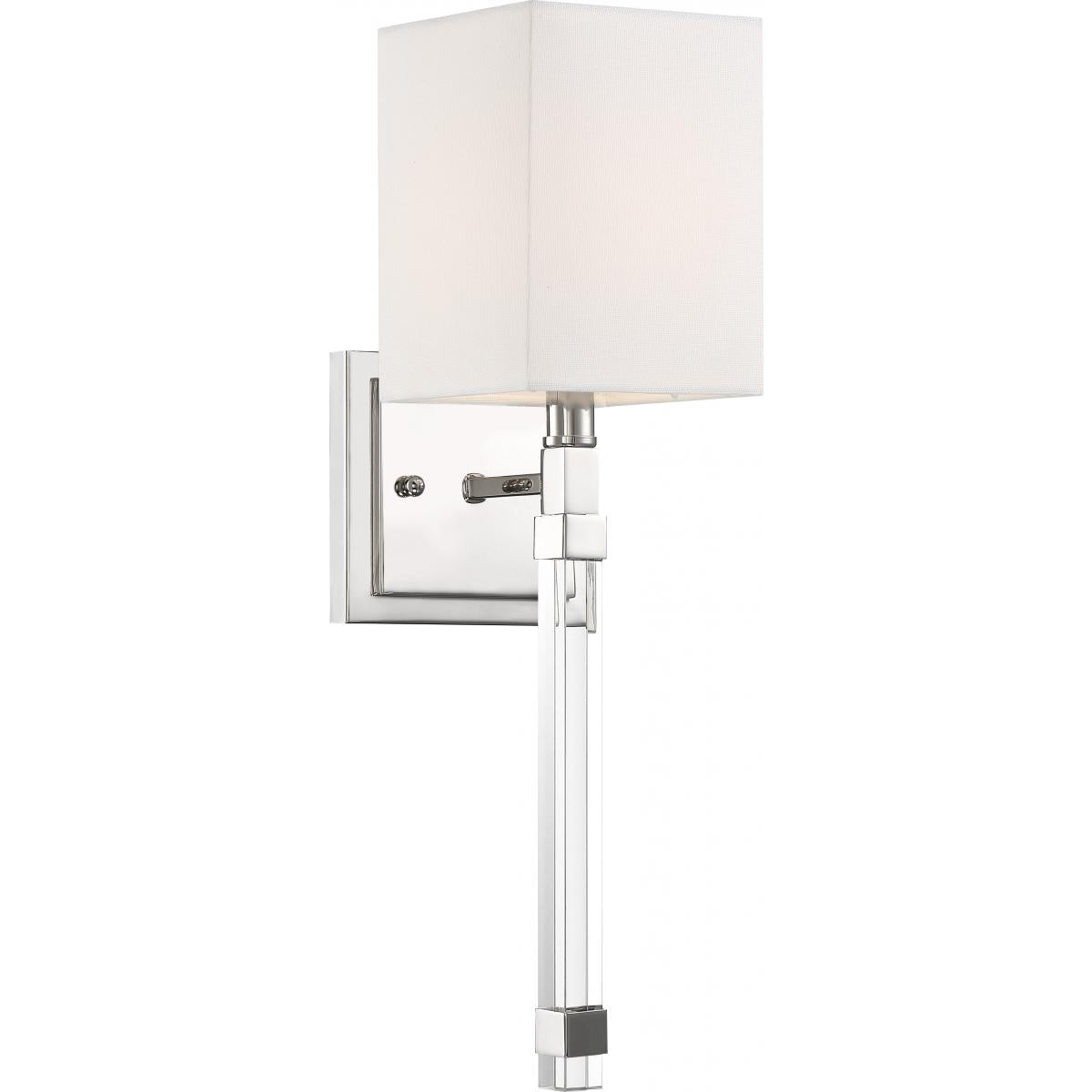 Thompson 1 Light Wall Sconce with White Linen Shade - Polished Nickel Finish